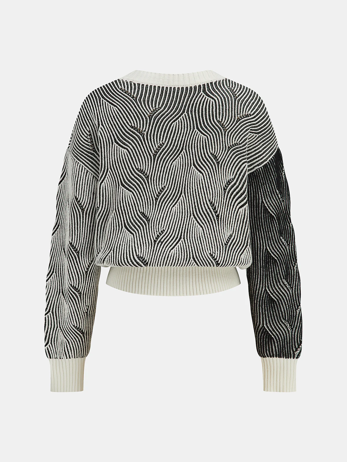 Crew Neck Wave-Knit Sweater - Image 2