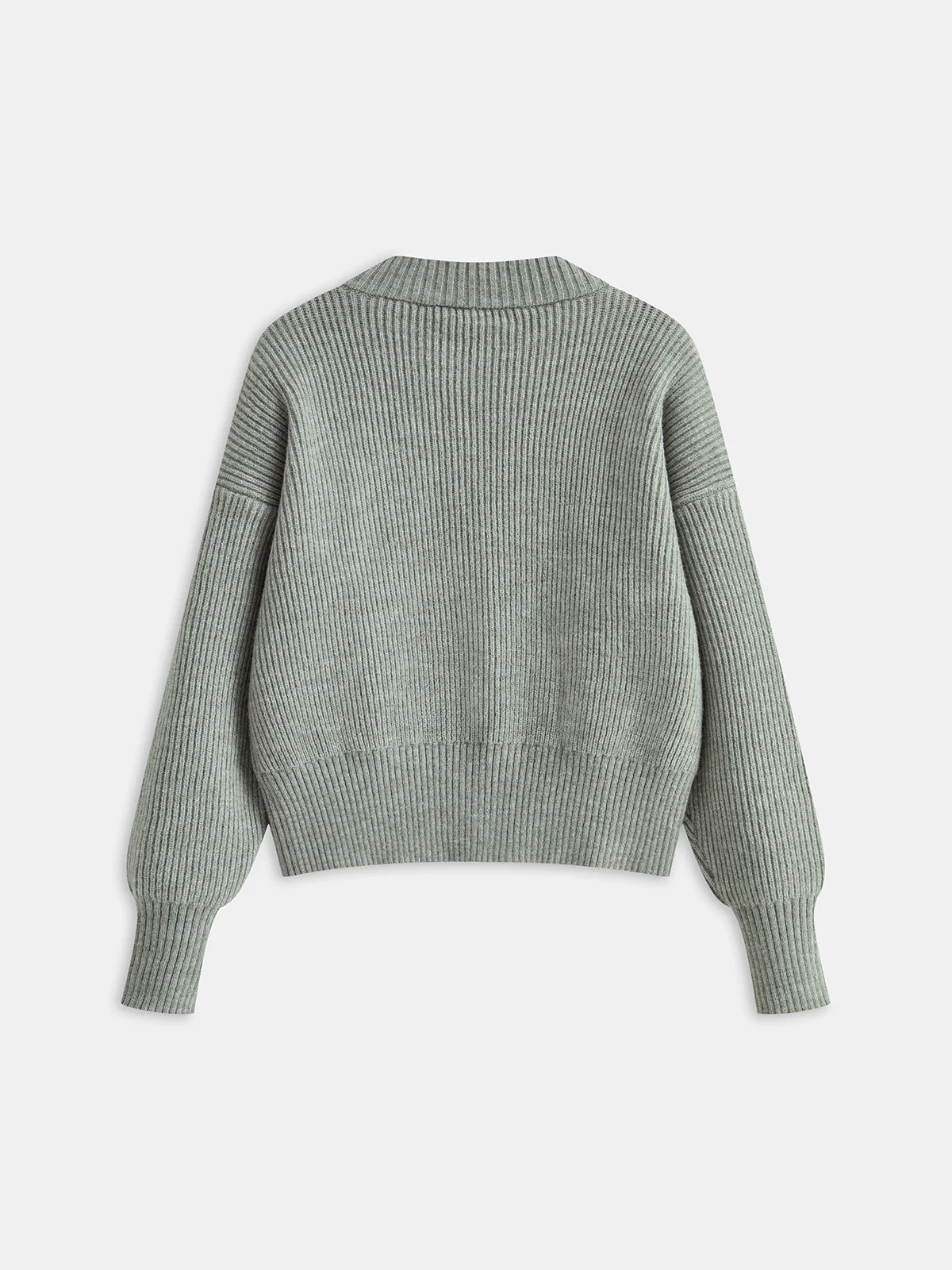 Crew Neck Zip-Up Knit Outerwear - Image 2