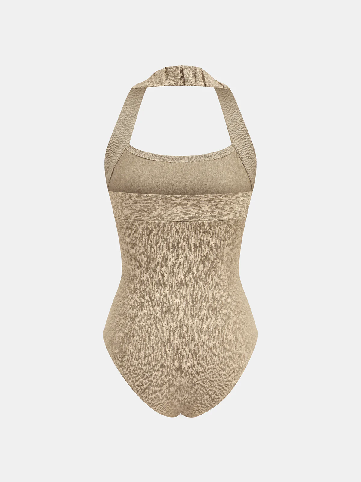 Crinkle Texture Halter Neck Sleeveless Bodysuit - Image 2