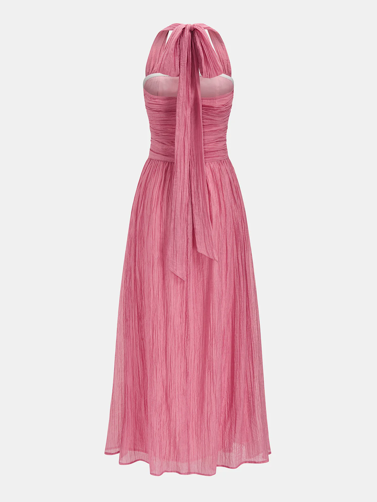 Crinkled Textured Halter Maxi Dress - Image 3