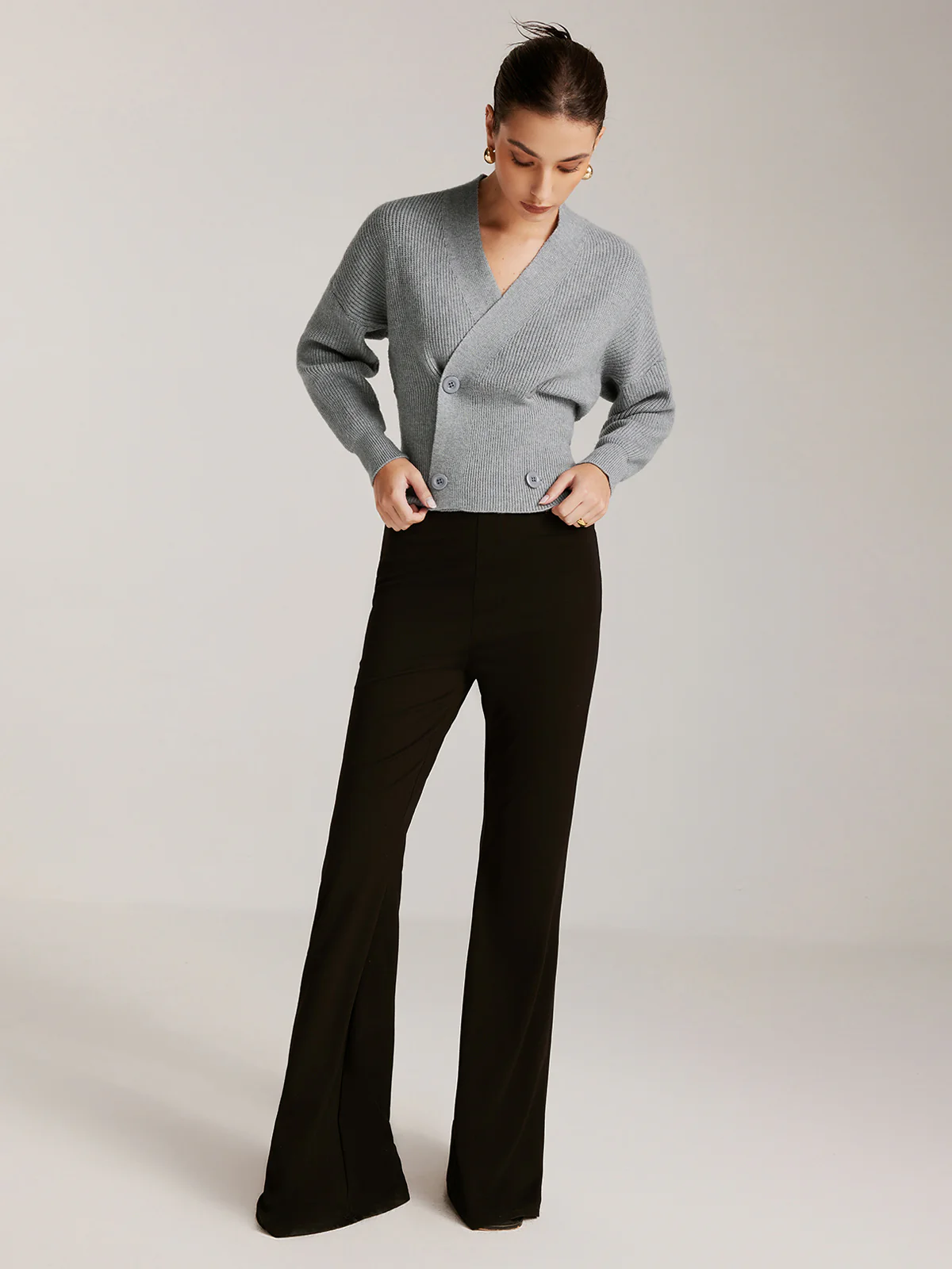 Criss Cross Button Cinched Sweater - Image 2