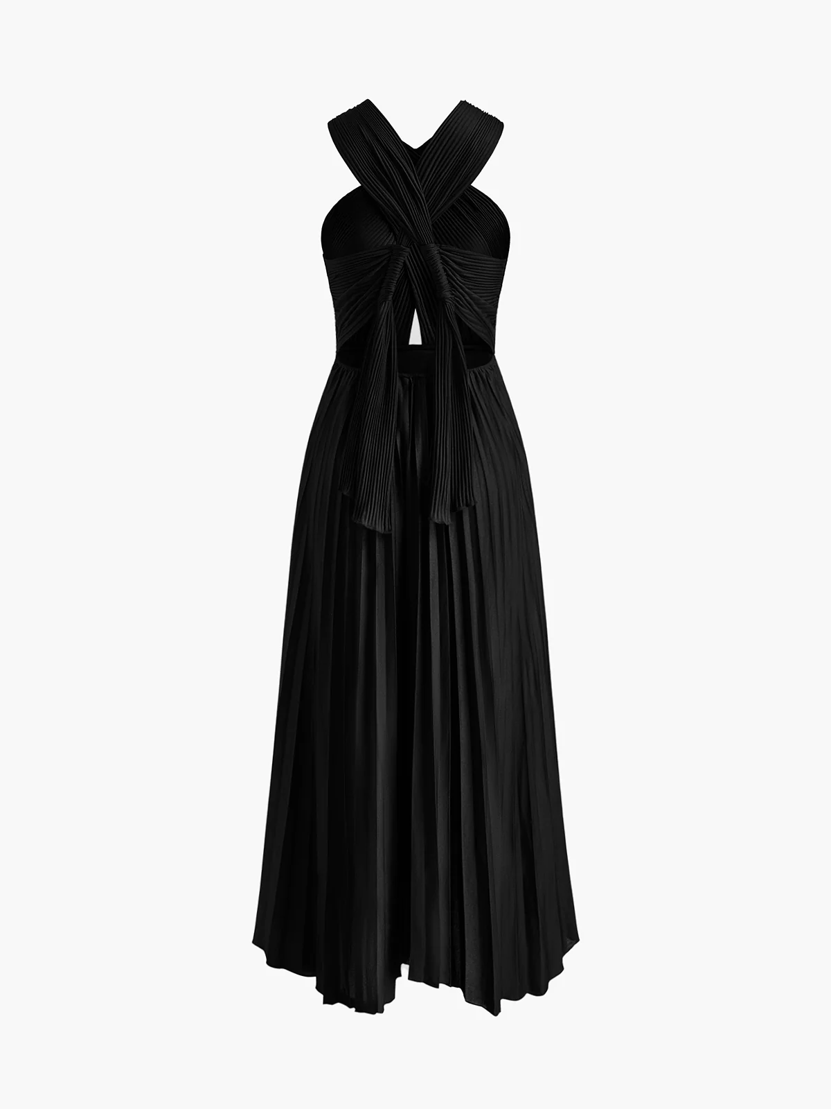 Criss Cross Pleated Long Dress - Image 3