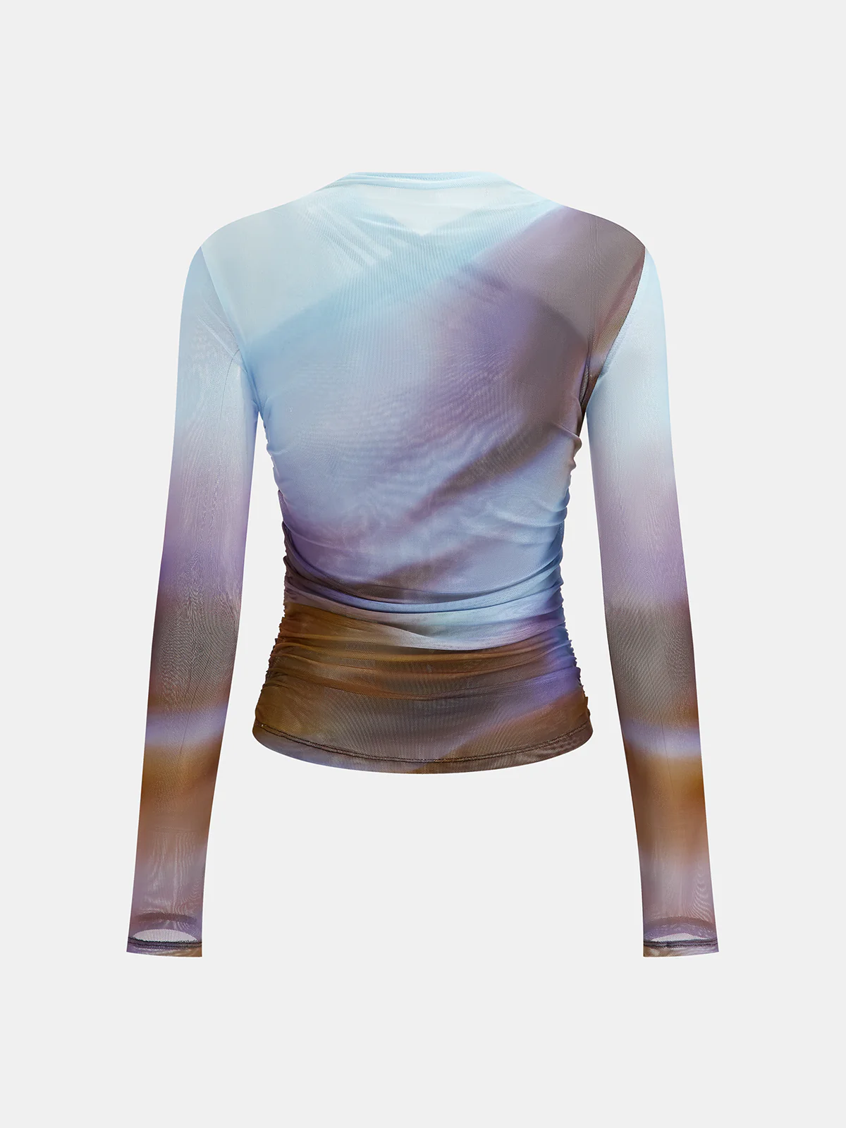 Criss Cross Printed Mesh Long-Sleeve Top - Image 3