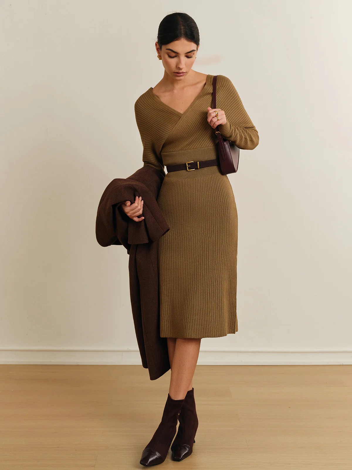 Criss Cross Sweater Dress Without Belt - Image 3