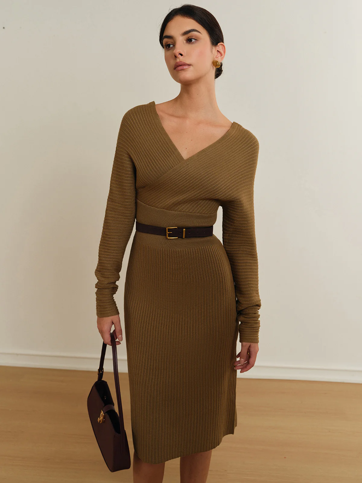 Criss Cross Sweater Dress Without Belt - Image 4