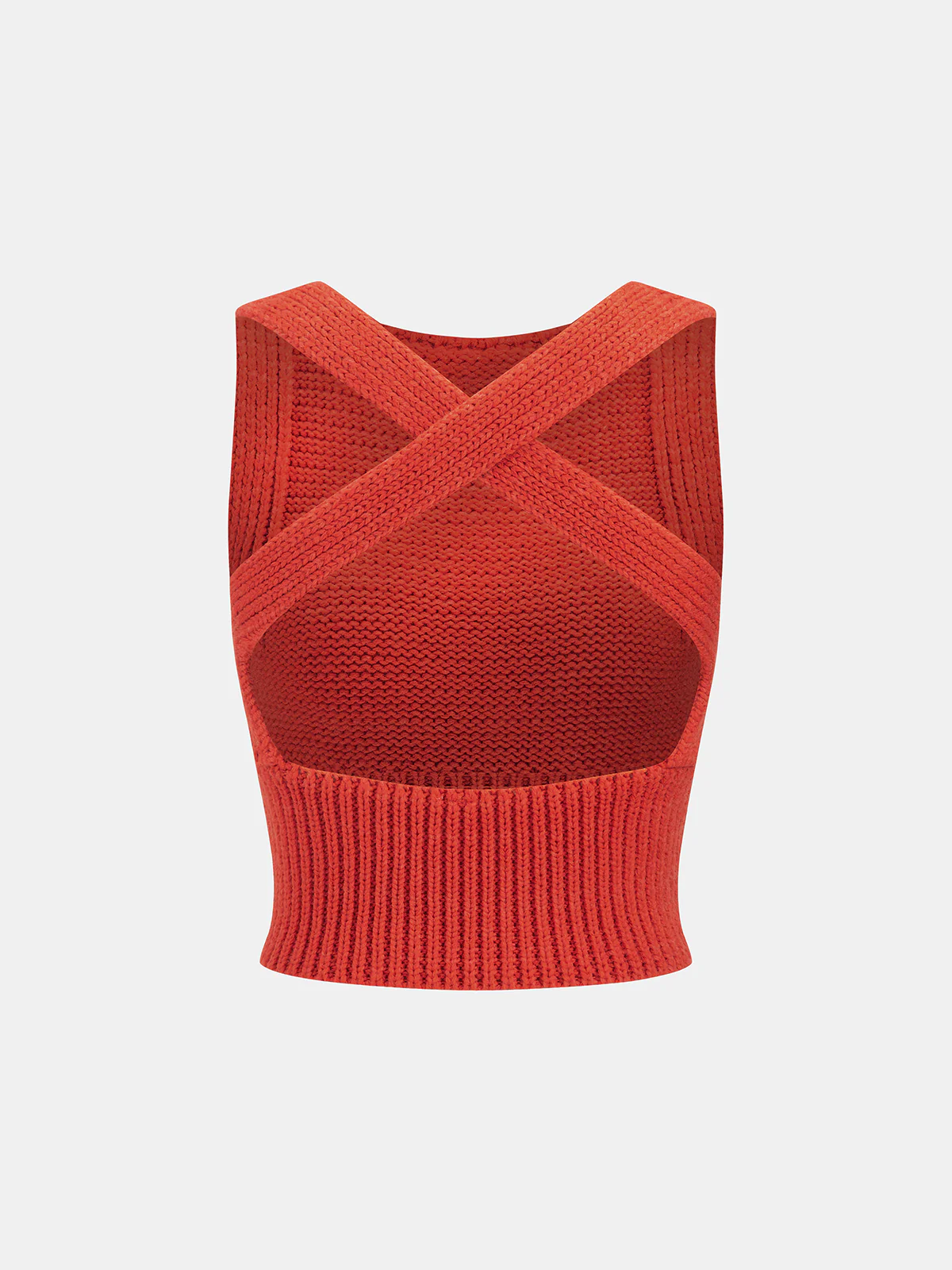 Crisscross Back Cropped Knitted Tank Top - Image 2