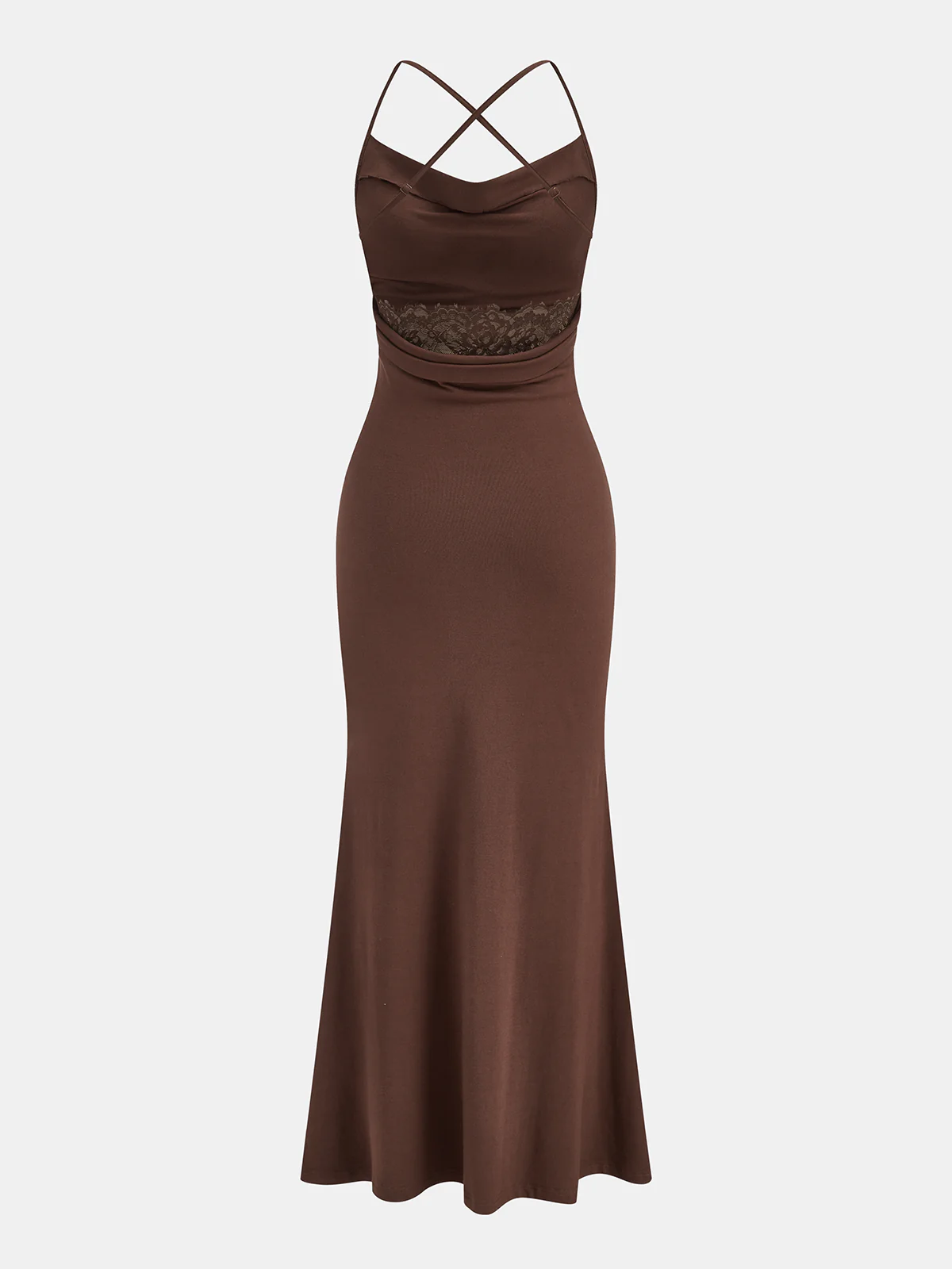 Crisscross Strap Lace-Back Mermaid Maxi Dress - Image 2