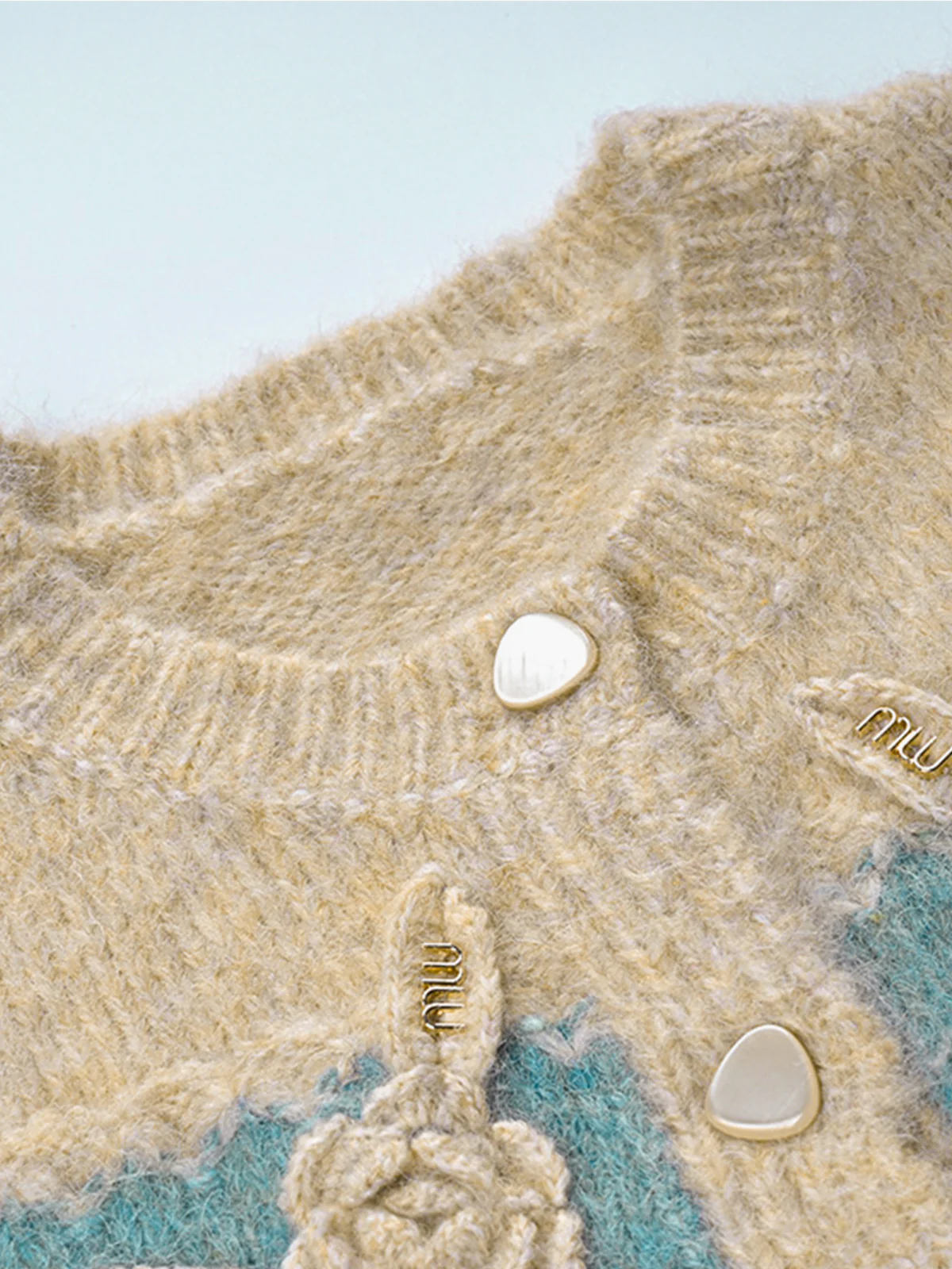 Crochet Floral Color Block Cardigan - Image 3