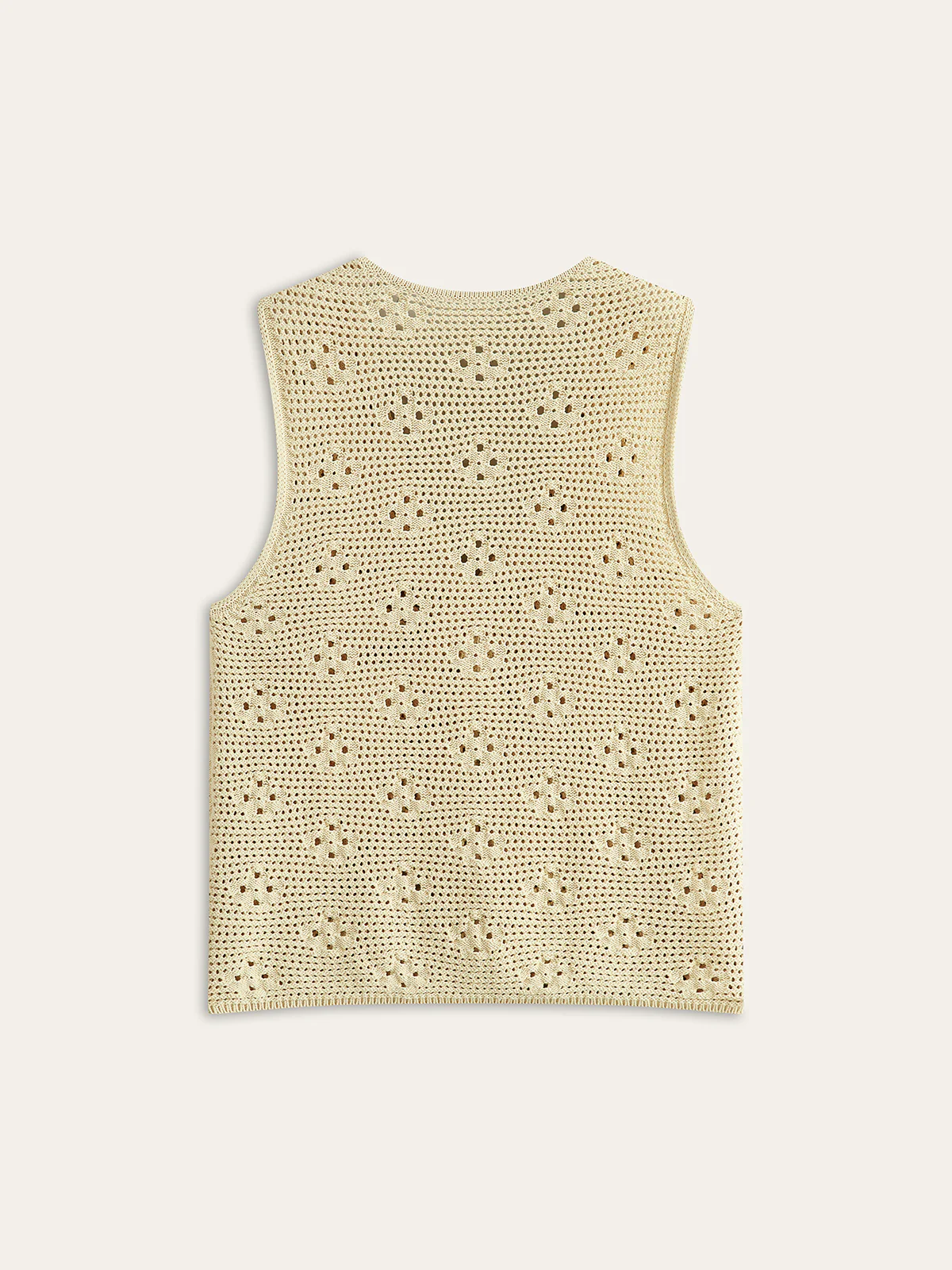 Crochet Knit Vest with Floral Detail - Image 2