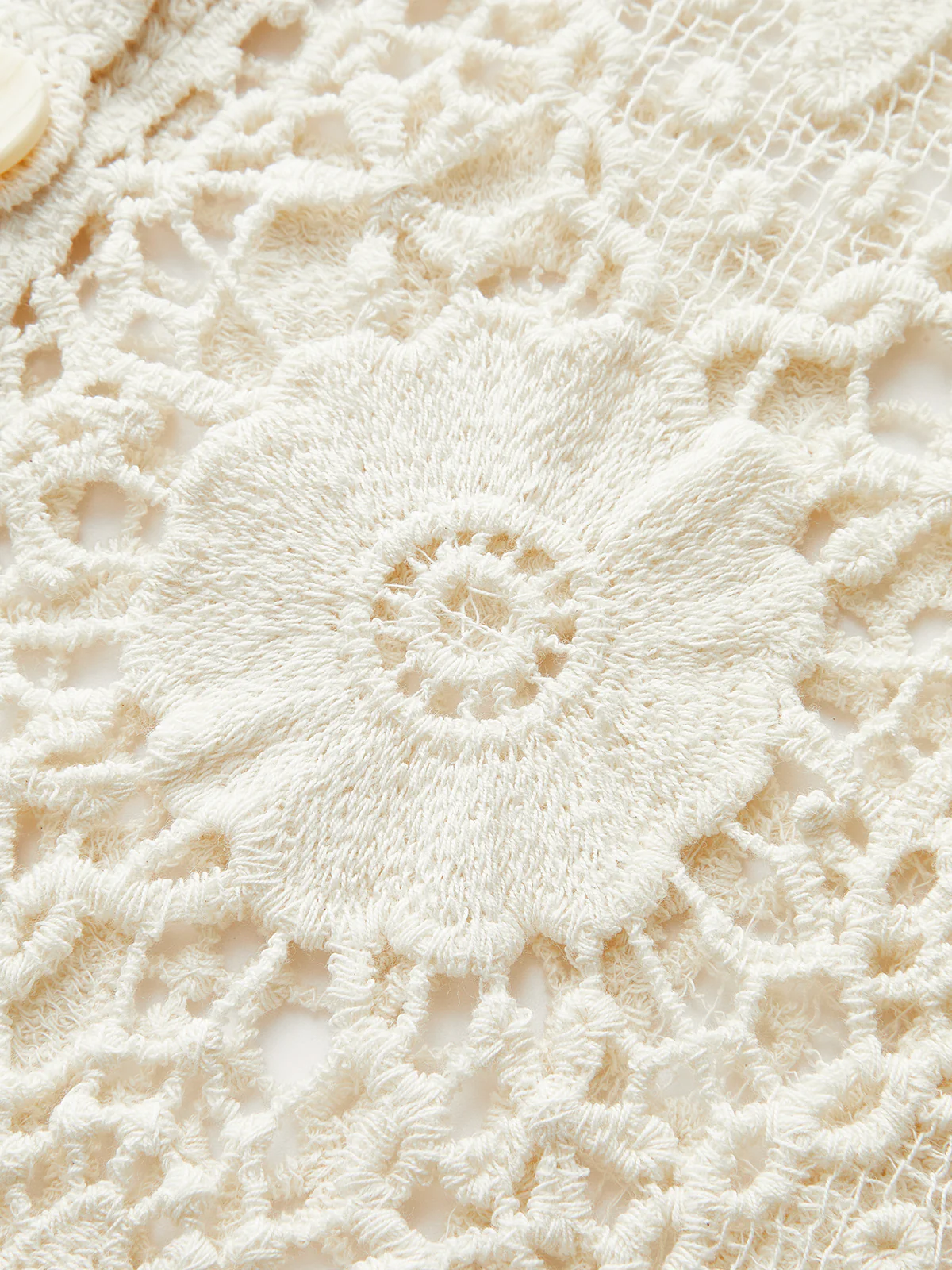 Crochet Lace Buttoned Cardigan - Image 4