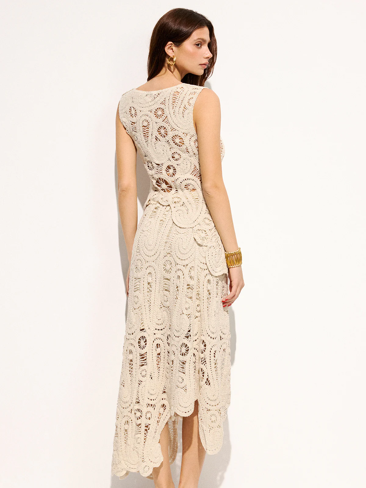 Crochet Lace Sleeveless Top & Midi Skirt Set - Image 6