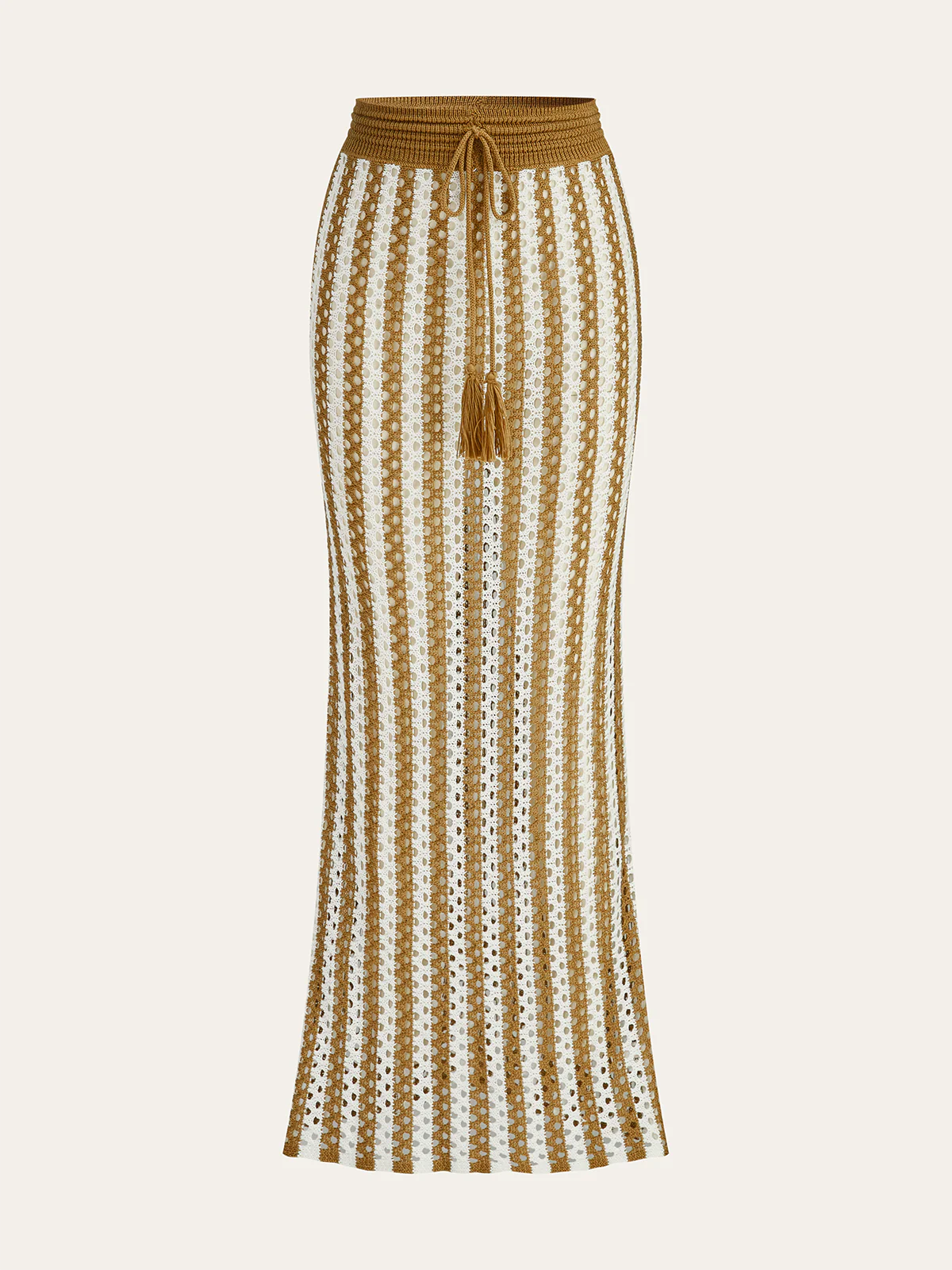 Crochet Stripe Skirt Set With Tassel Tie Waist - Image 8