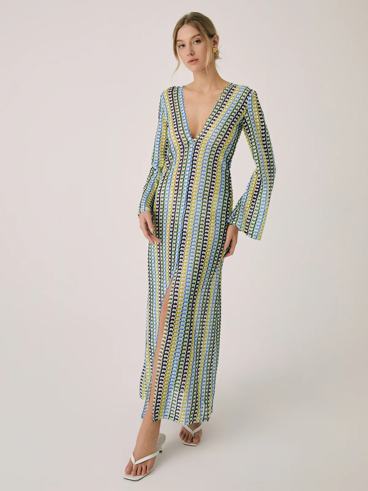 Crochet Vacation Split Long Dress - Image 3