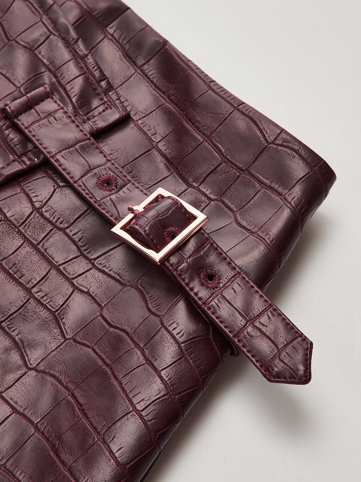 Crocodile Embossed PU Leather Mini Skirt - Image 3