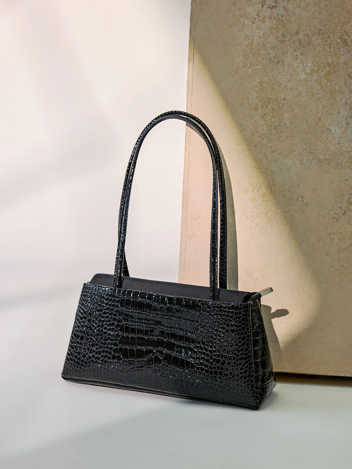Crocodile Embossed Shoulder Bag - Image 3