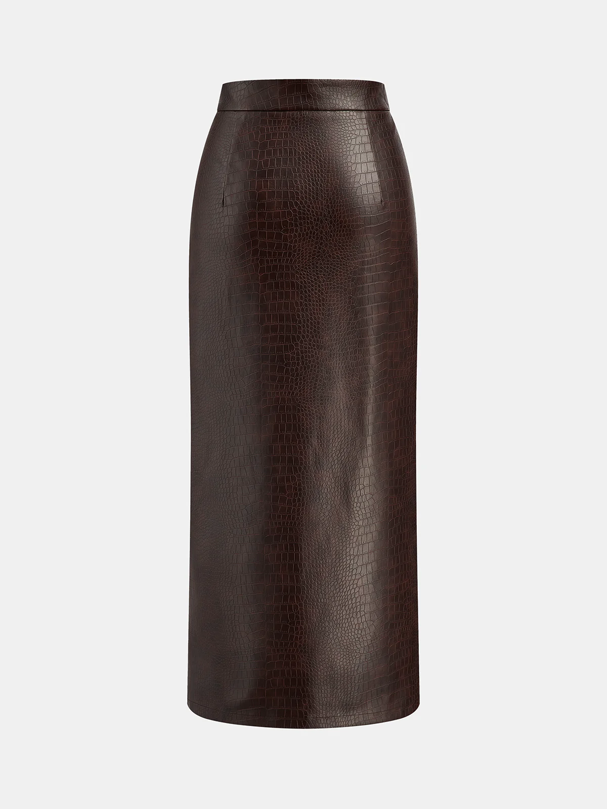 Crocodile Embossed Zipper Split Midi Skirt - Image 2