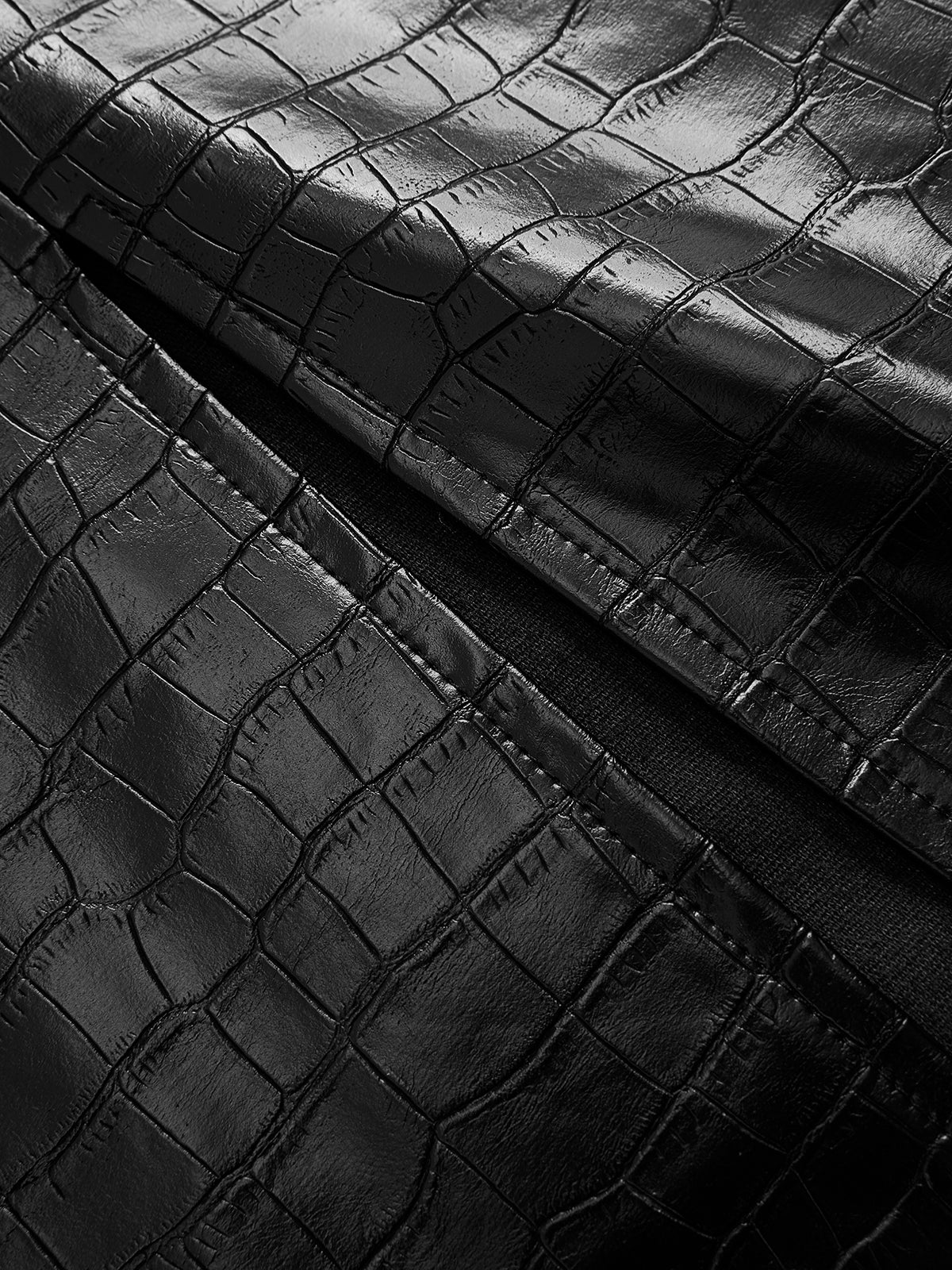 Crocodile Faux Leather Ruched Midi Skirt - Image 5