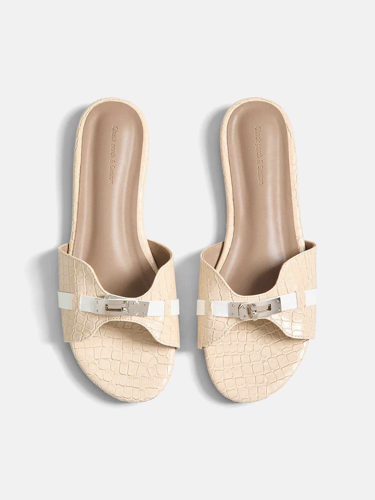 Crocodile Pattern Buckle Slide Sandals