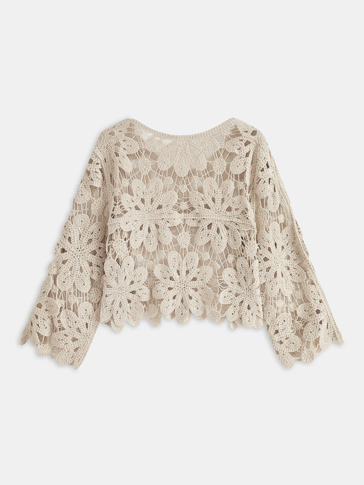 Cropped Floral Crochet Cardigan - Image 2
