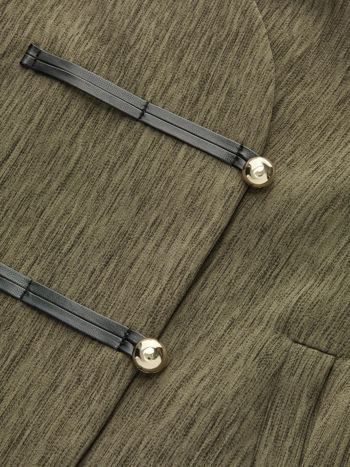 Cropped Jacket with Faux Leather Fasteners - Image 2
