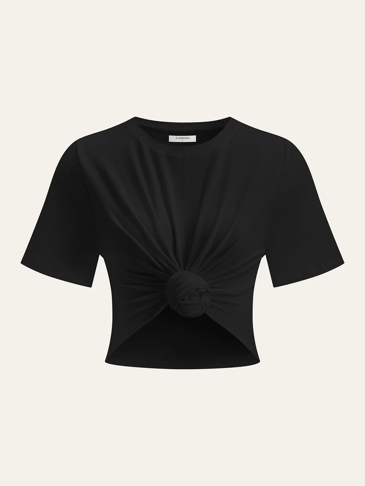 Cropped Knot-Front T-Shirt - Image 5