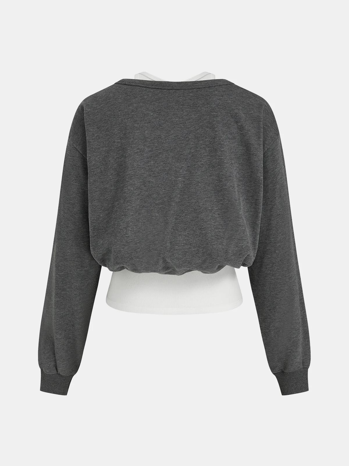 Cropped Sweatshirt with Ribbed Tank Two-Piece Set - Image 2