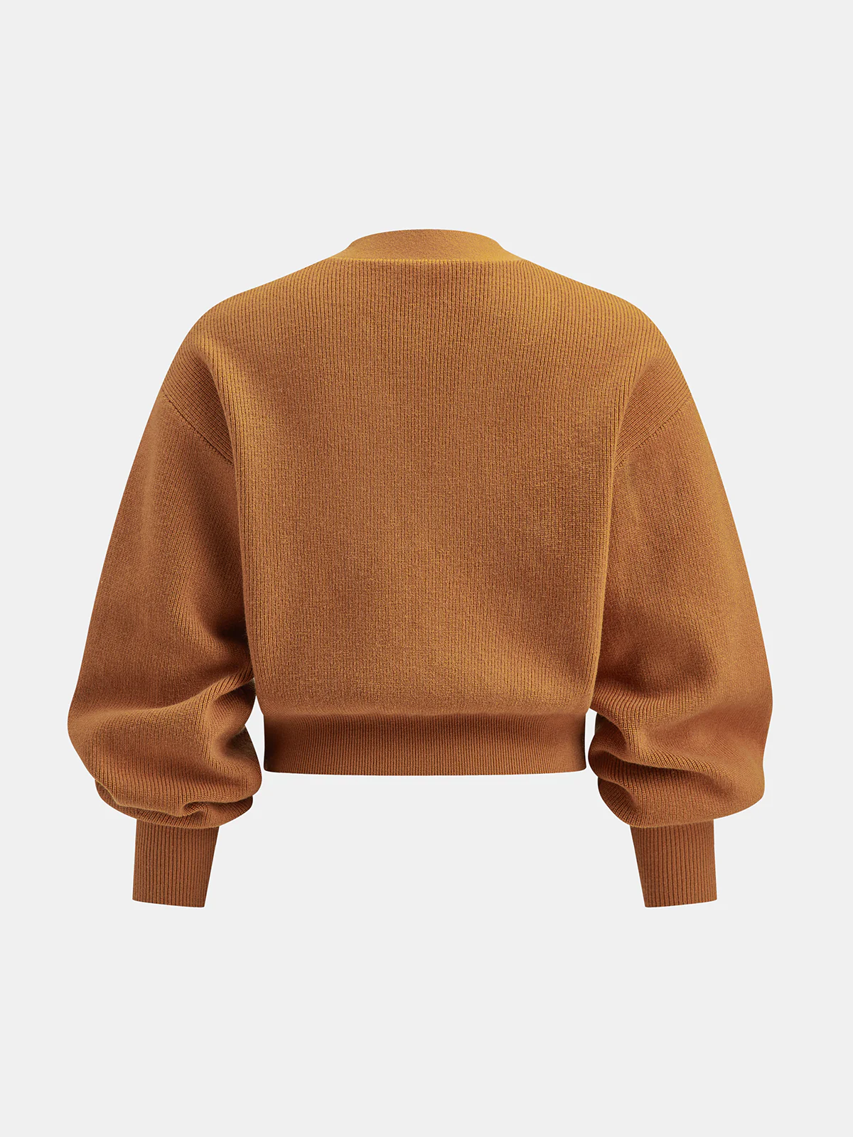 Cropped V-Neck Puff Sleeve Cardigan - Image 2