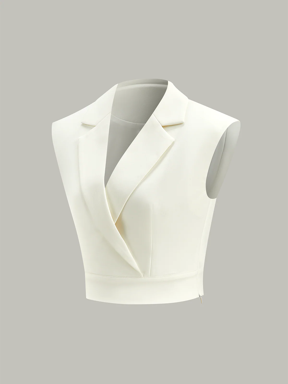 Cropped Wide-Shoulder Waist-Cinching Blazer Vest - Image 2