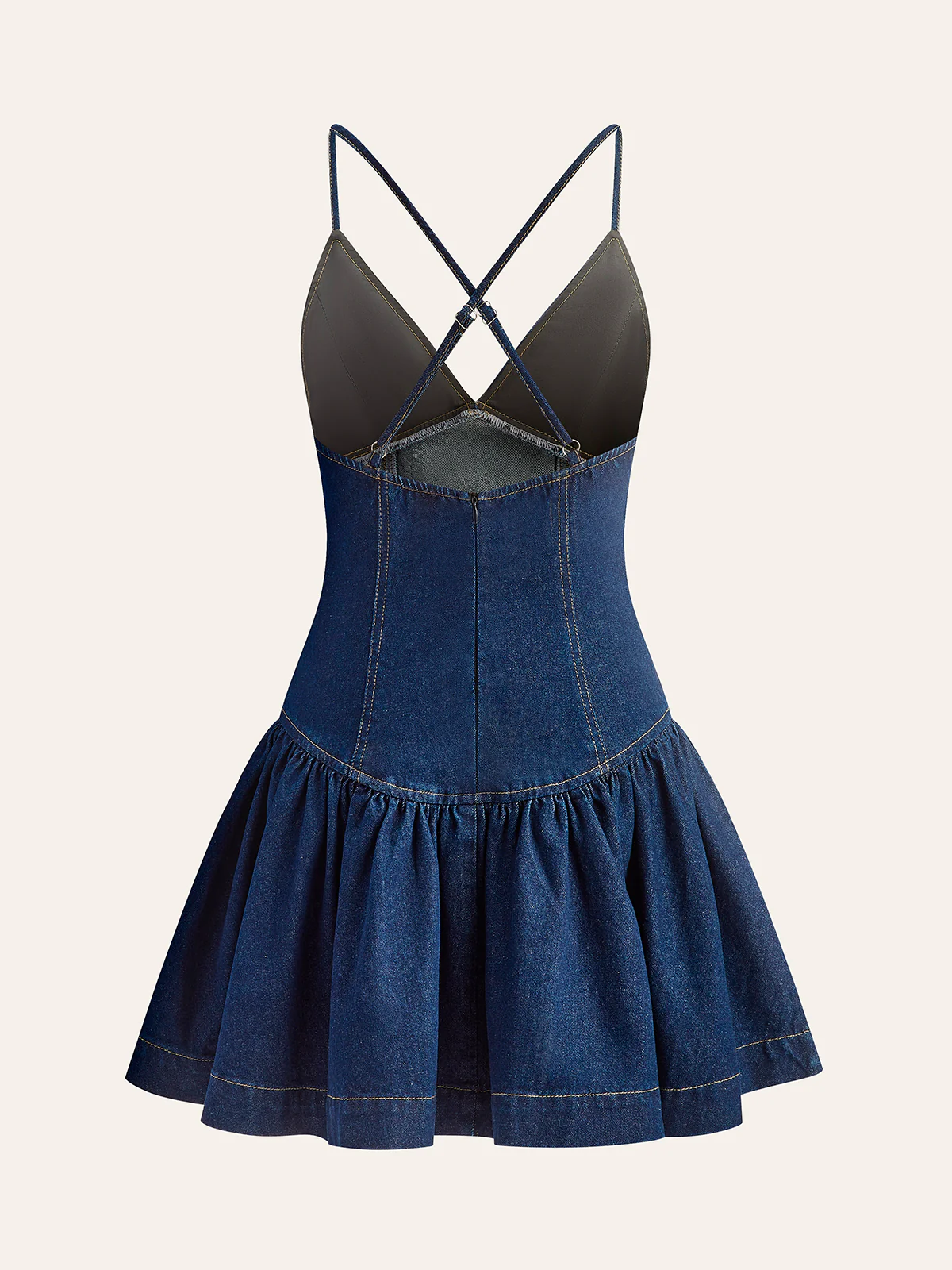 Cross-Back Denim Flared Dress - Image 2