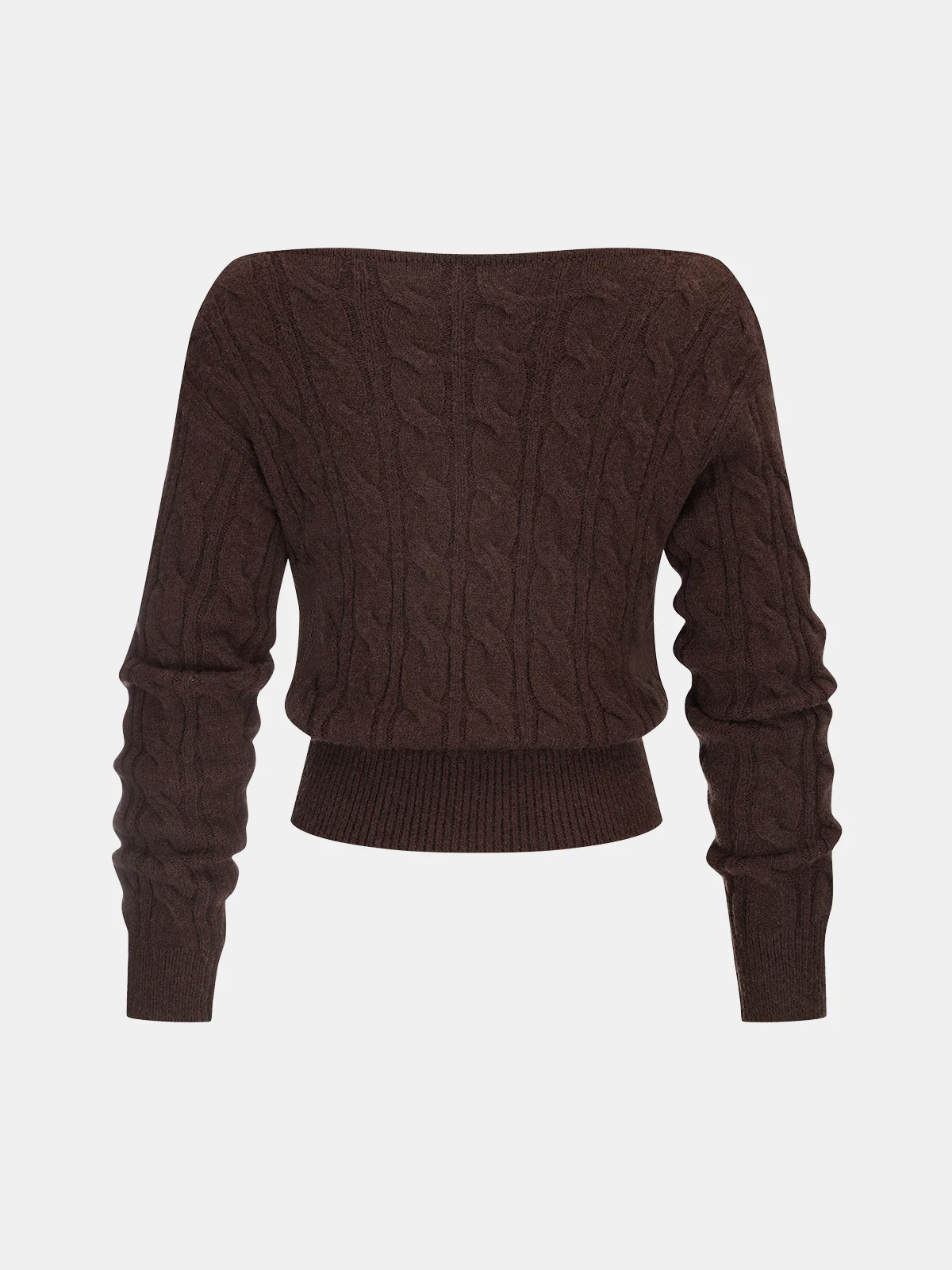 Cross-Front V-Neck Cable Knit Sweater - Image 2
