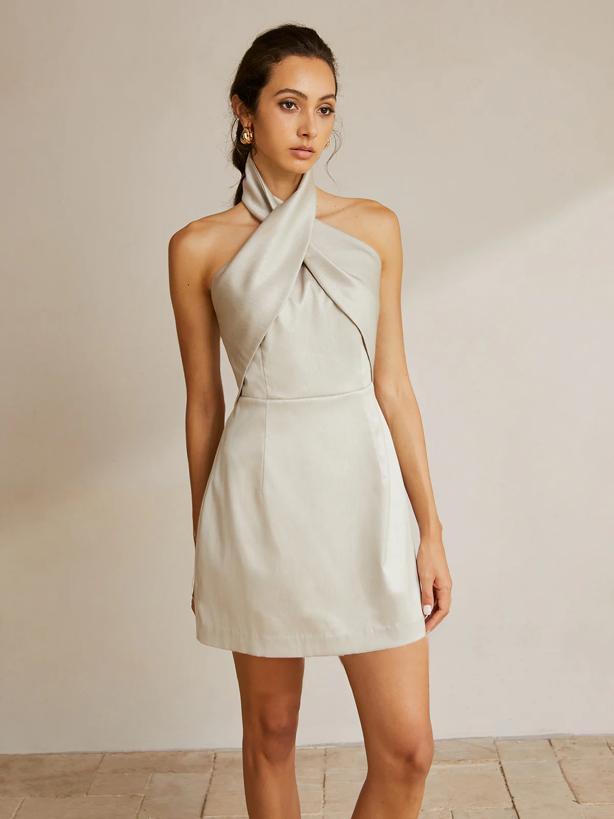 Cross Halter Backless Short Dress - Image 4