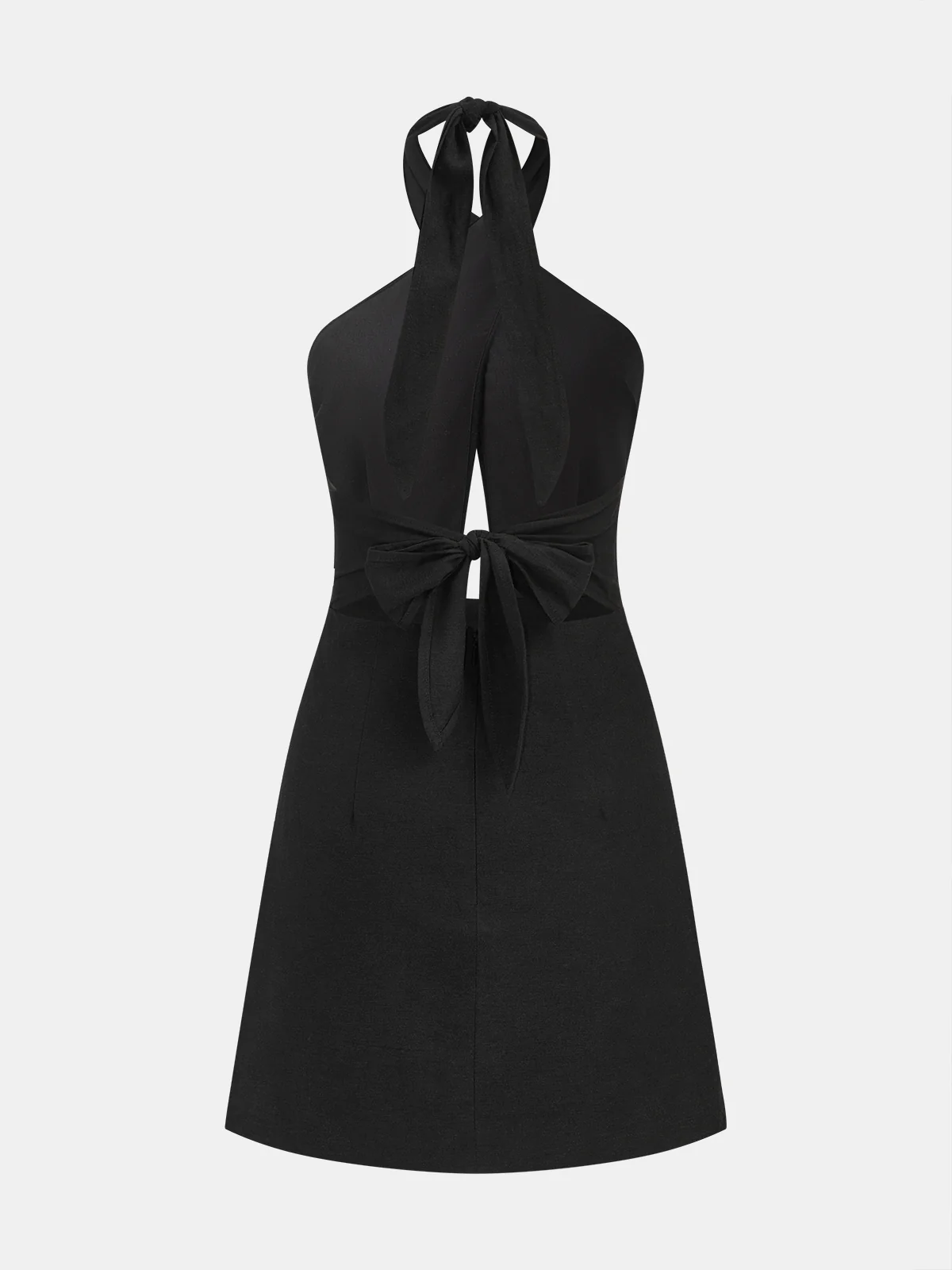 Cross Halter Cotton Linen Mini Dress - Image 3