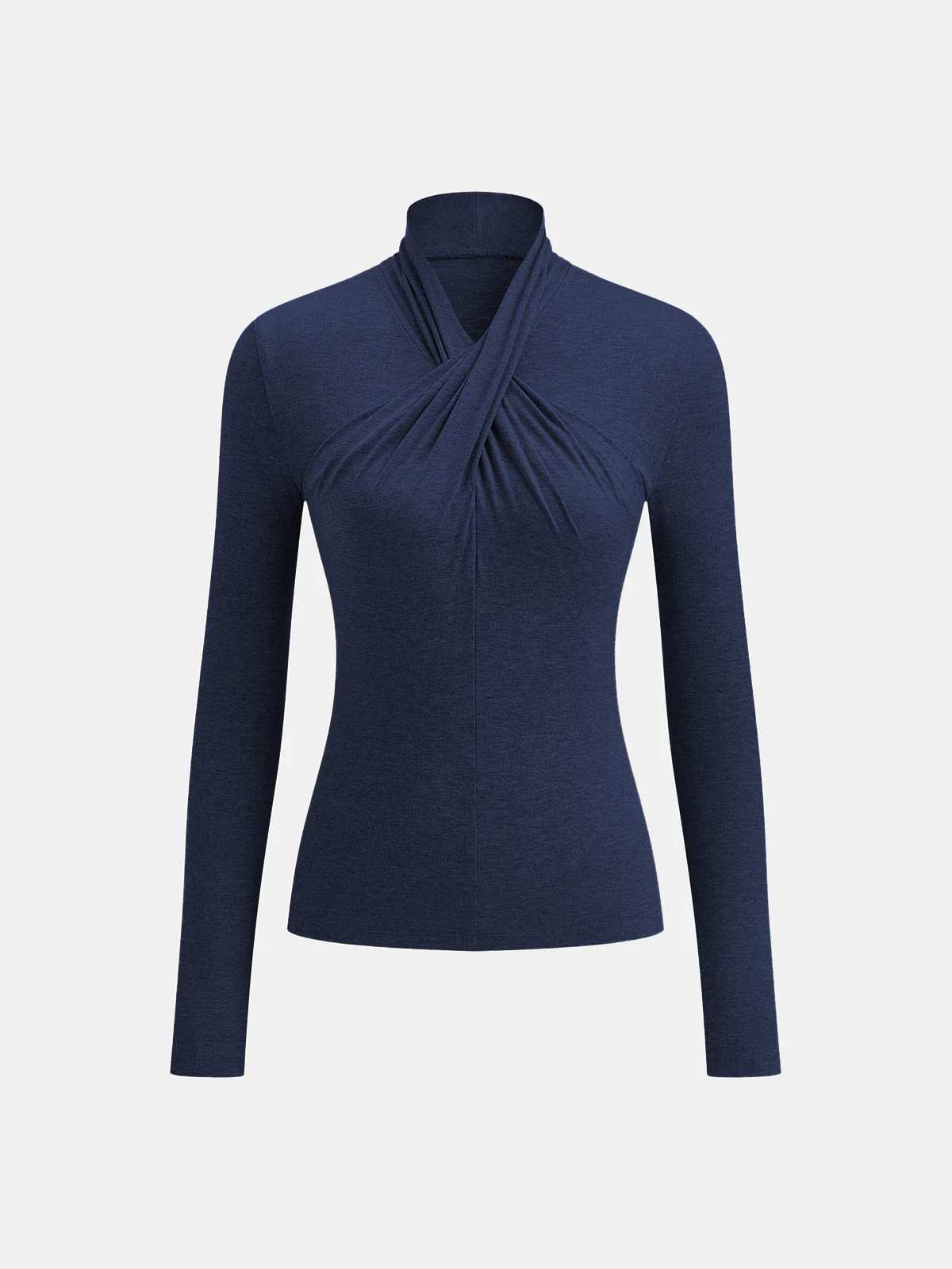 Cross Neck Long Sleeve Knit T-Shirt - Image 8