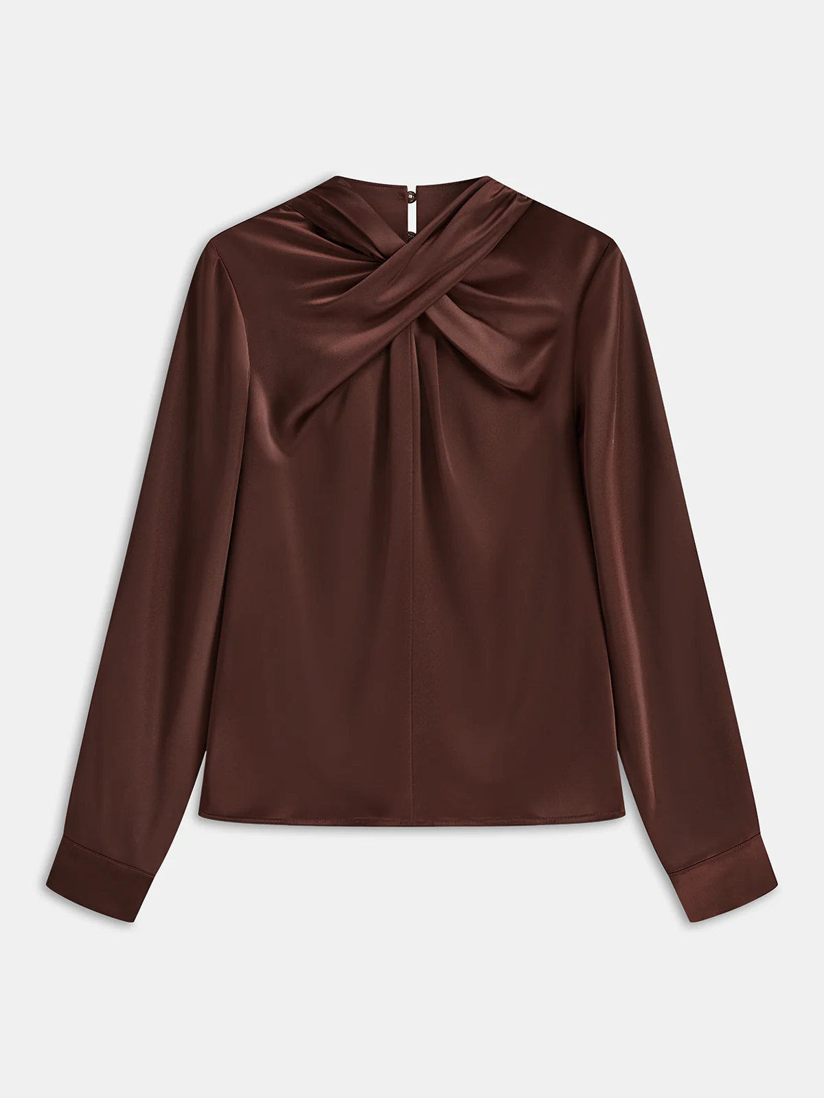 Cross Neck Long Sleeve Satin Blouse