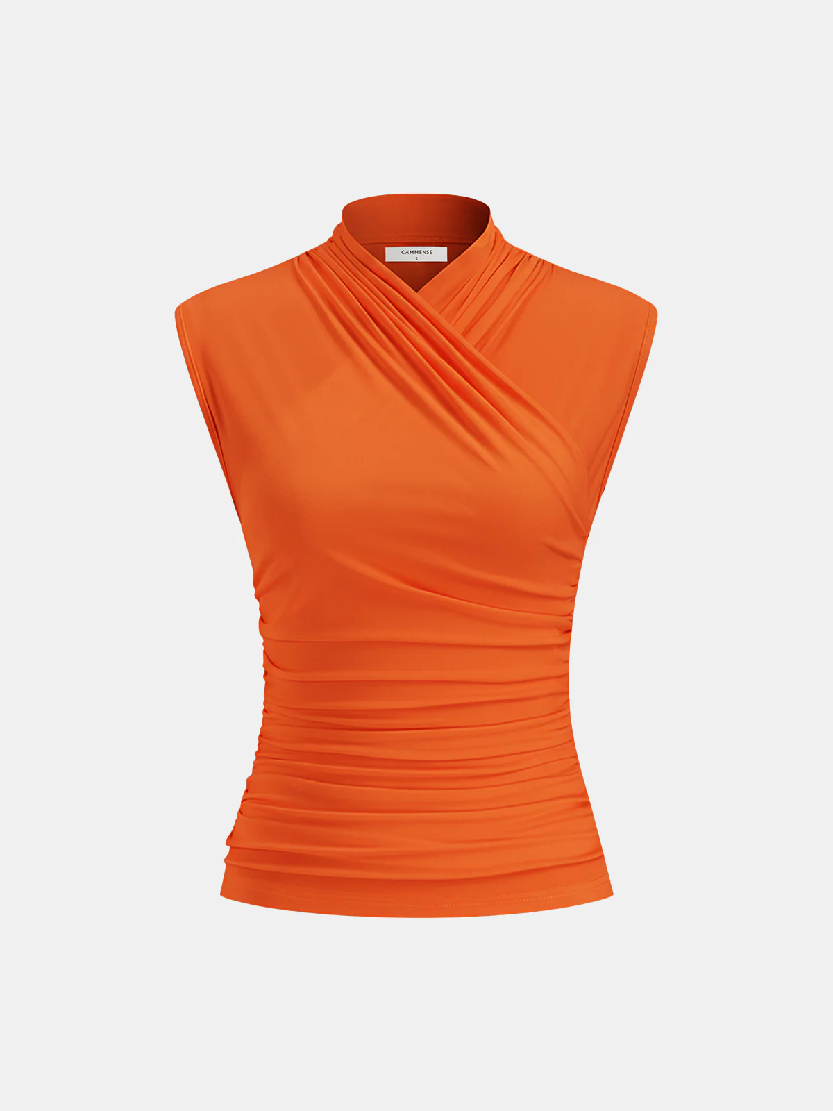 Cross Neck Ruched Fitted Tank Top - Image 12