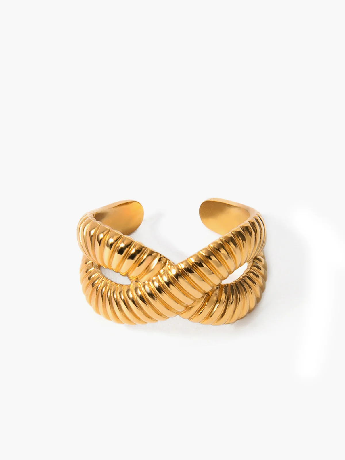 Cross Ripple Open Ring - Image 2