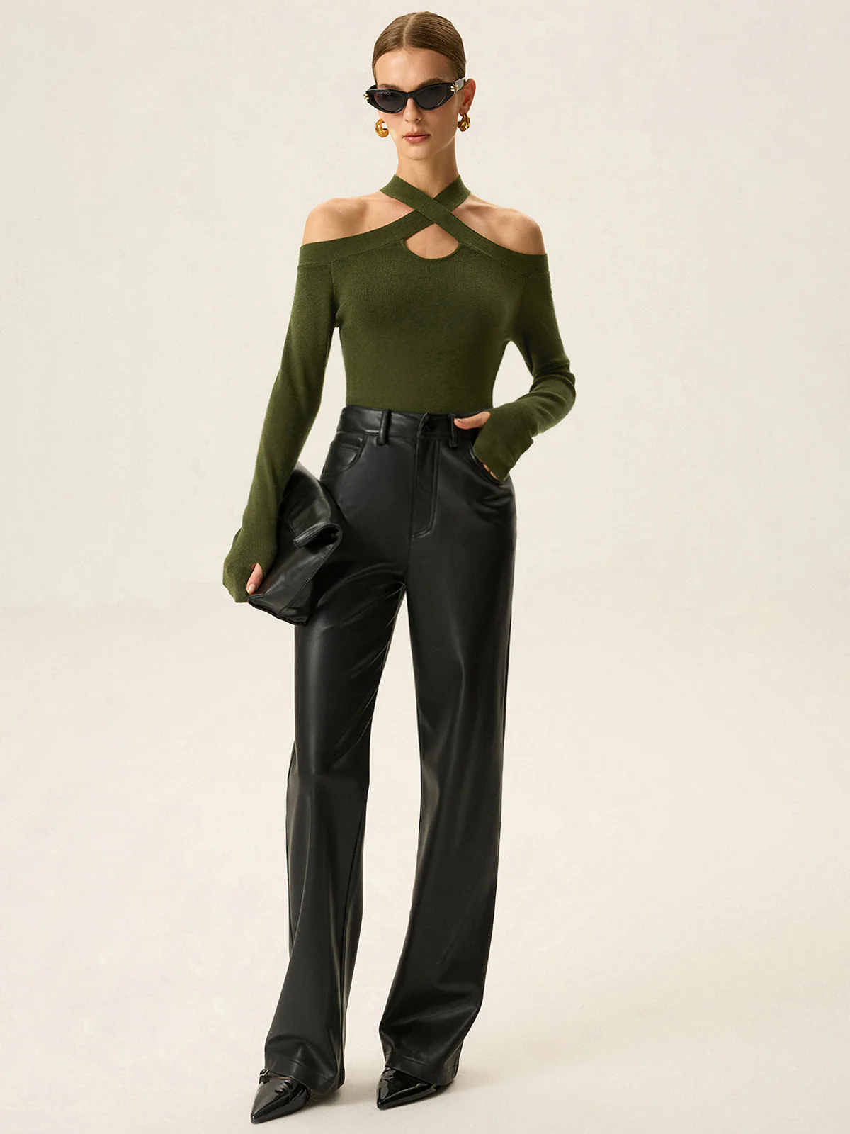 Cross-Strap Off-Shoulder Knit Top - Image 2