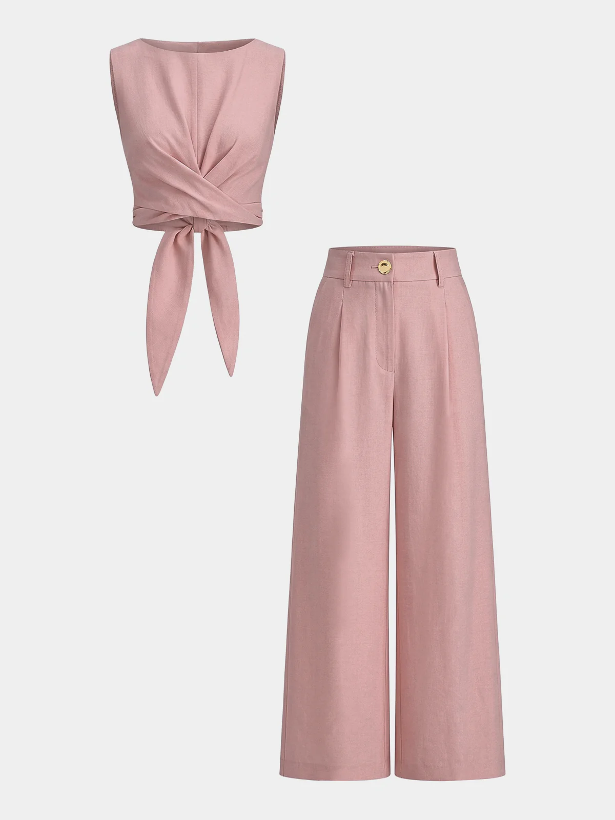 Cross-Tie Crop Top & Wide-Leg Pants Set - Image 12