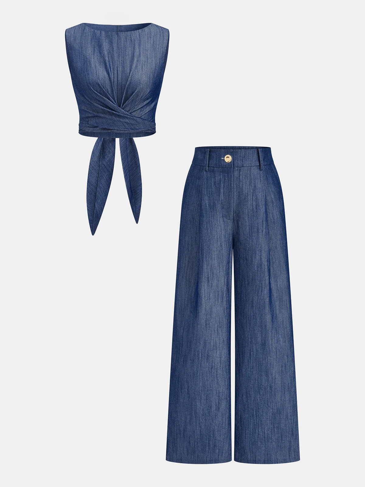 Cross-Tie Crop Top & Wide-Leg Pants Set - Image 14