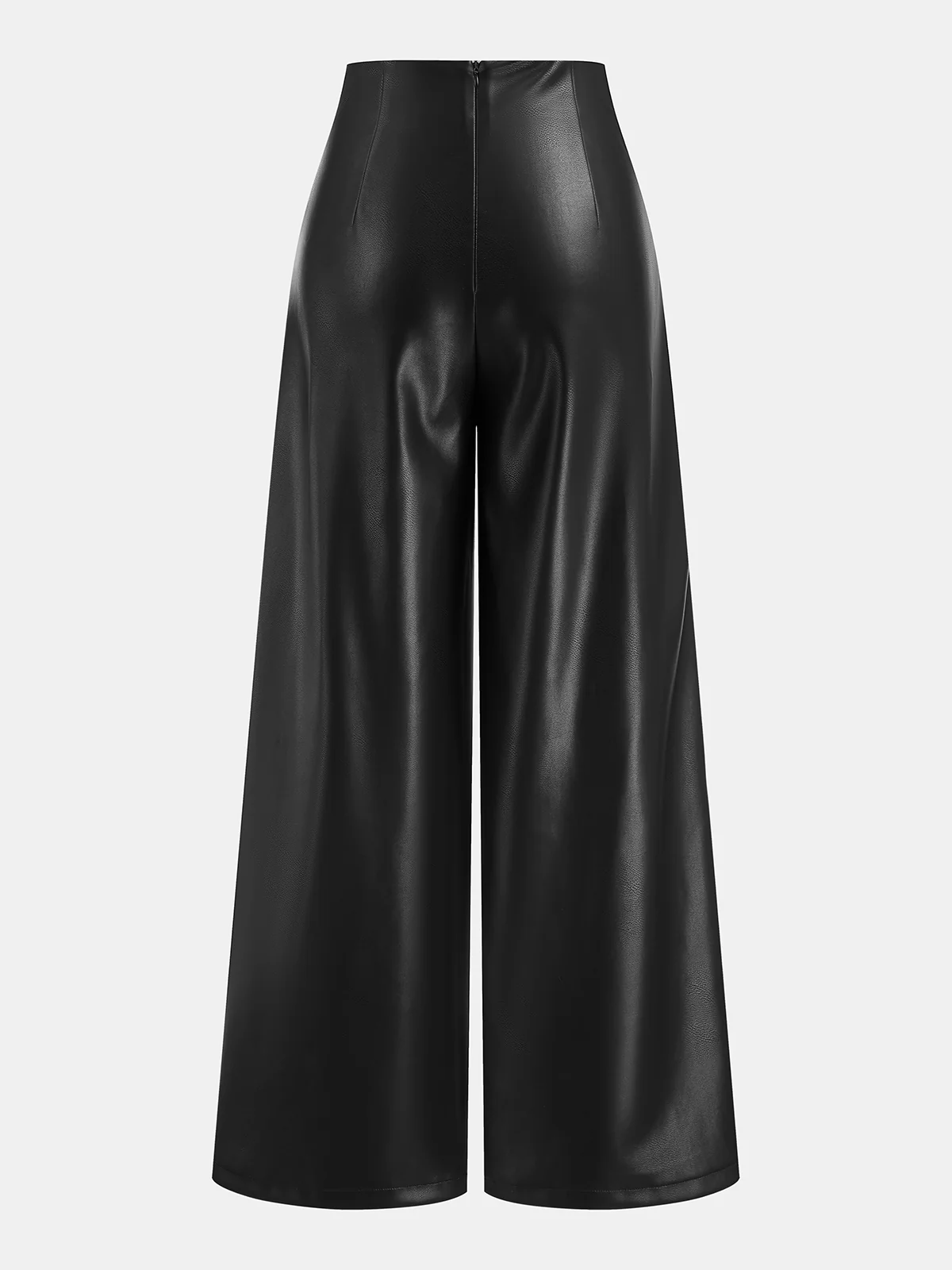 Cross Waistband PU Leather Wide-Leg Pants - Image 2