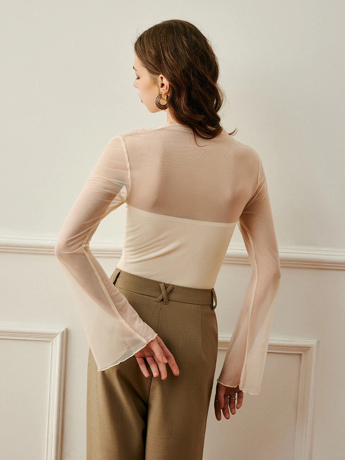 Cross-Wrap Semi-Sheer Top - Image 6