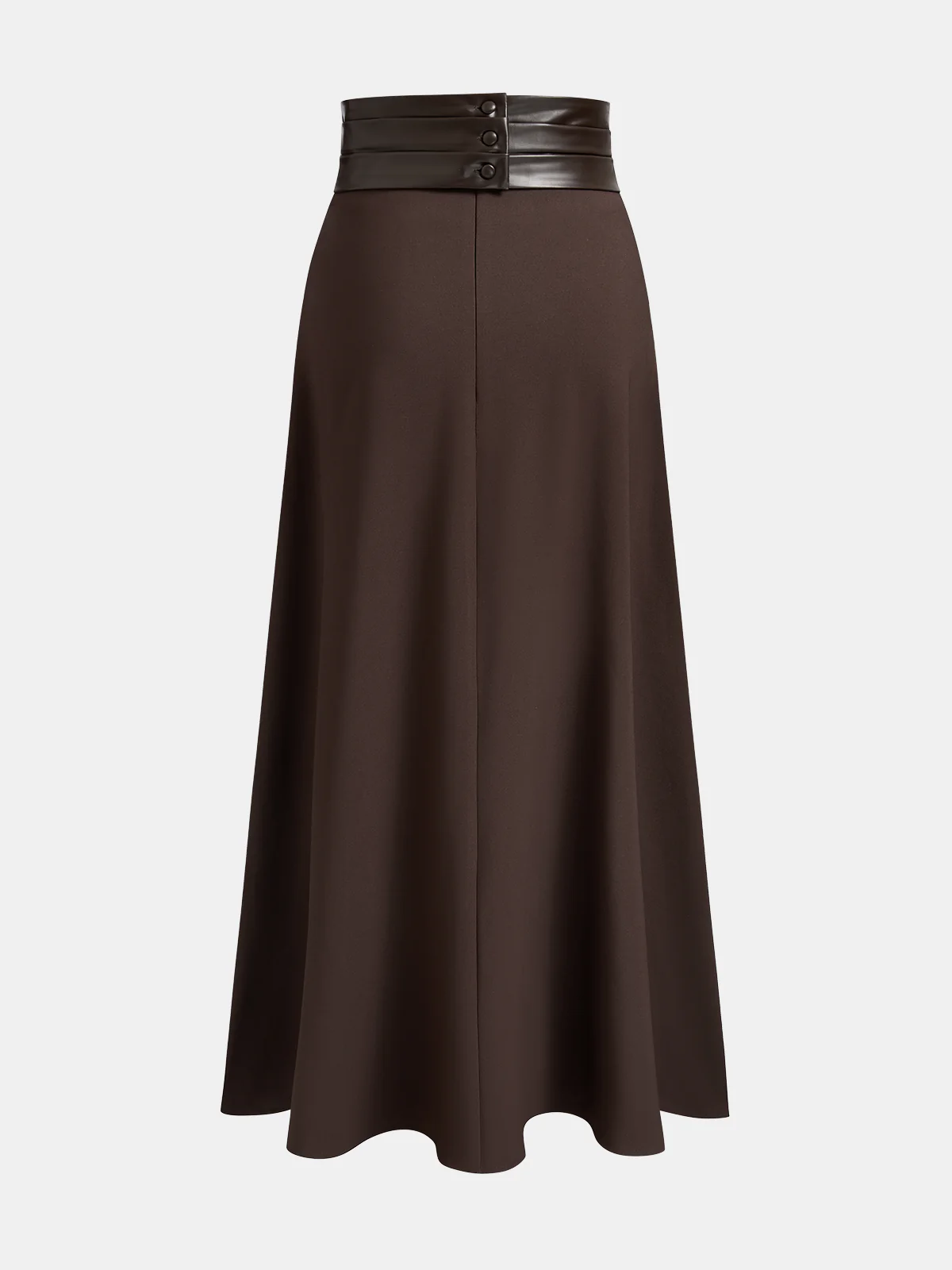 Crossed Faux Leather Waist A-Line Skirt - Image 2