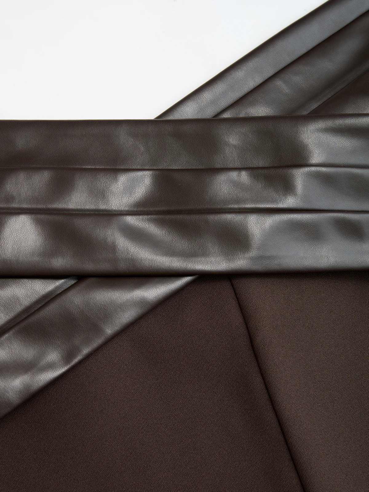 Crossed Faux Leather Waist A-Line Skirt - Image 5