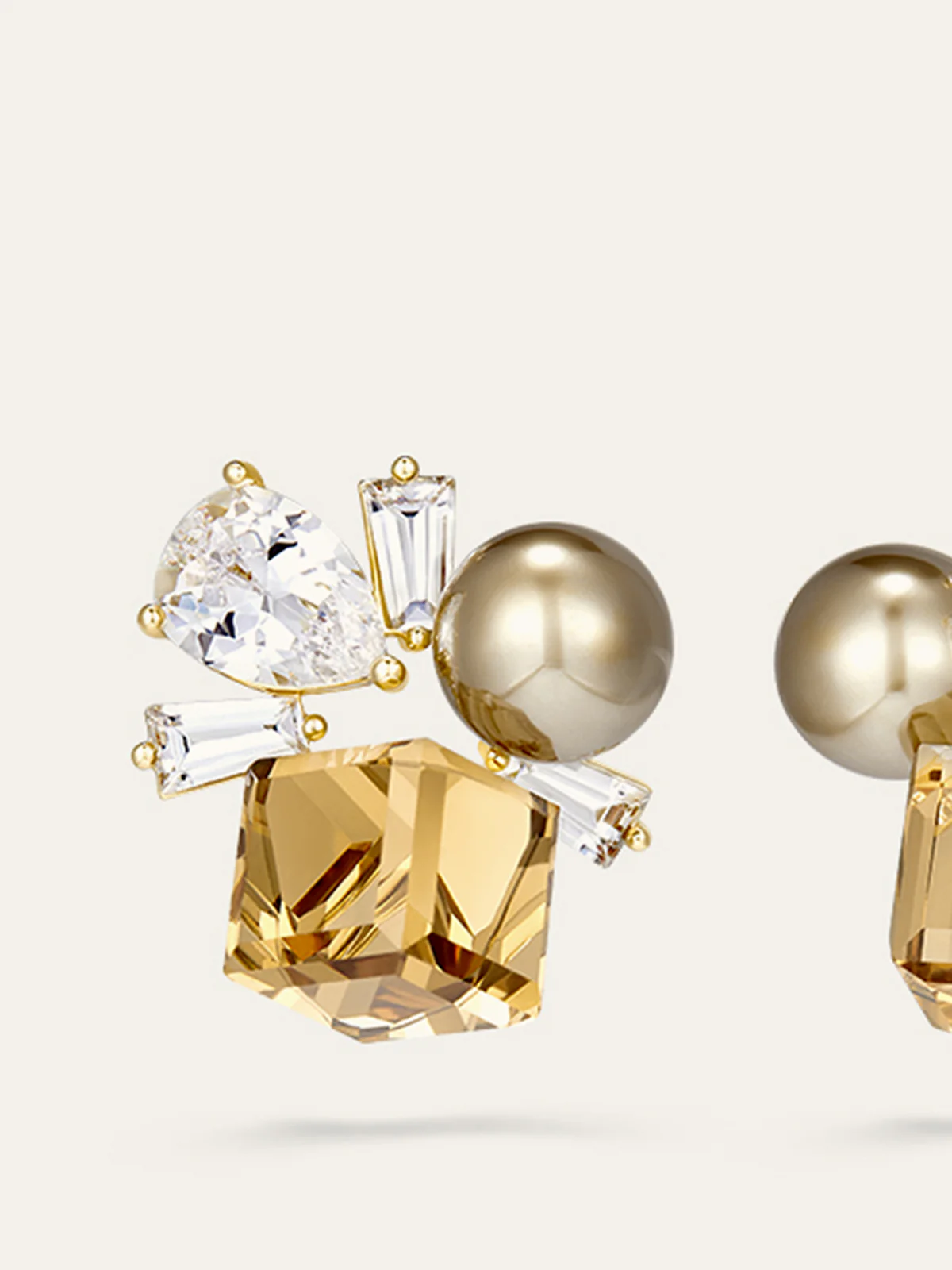Crystal and Pearl Cluster Earrings - Image 3