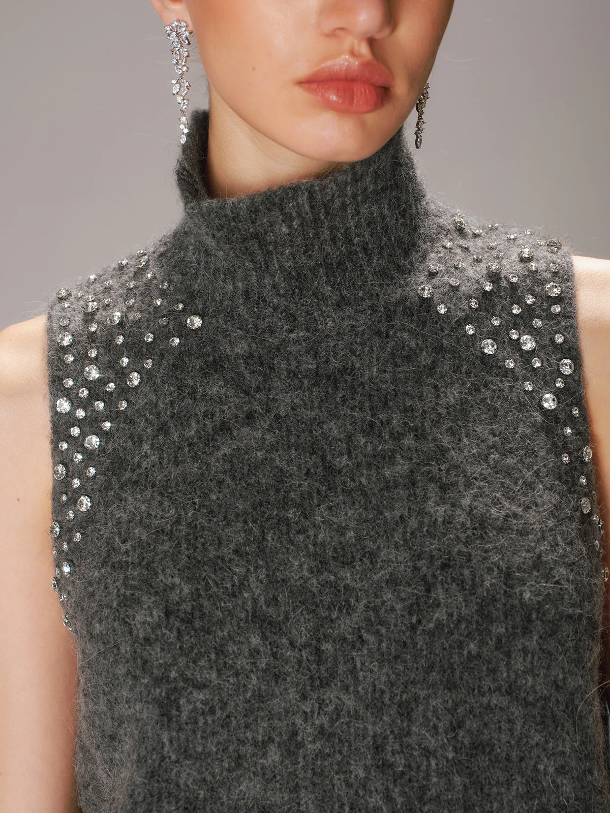 Crystal Embellished Wool-Blend Sweater Vest - Image 3