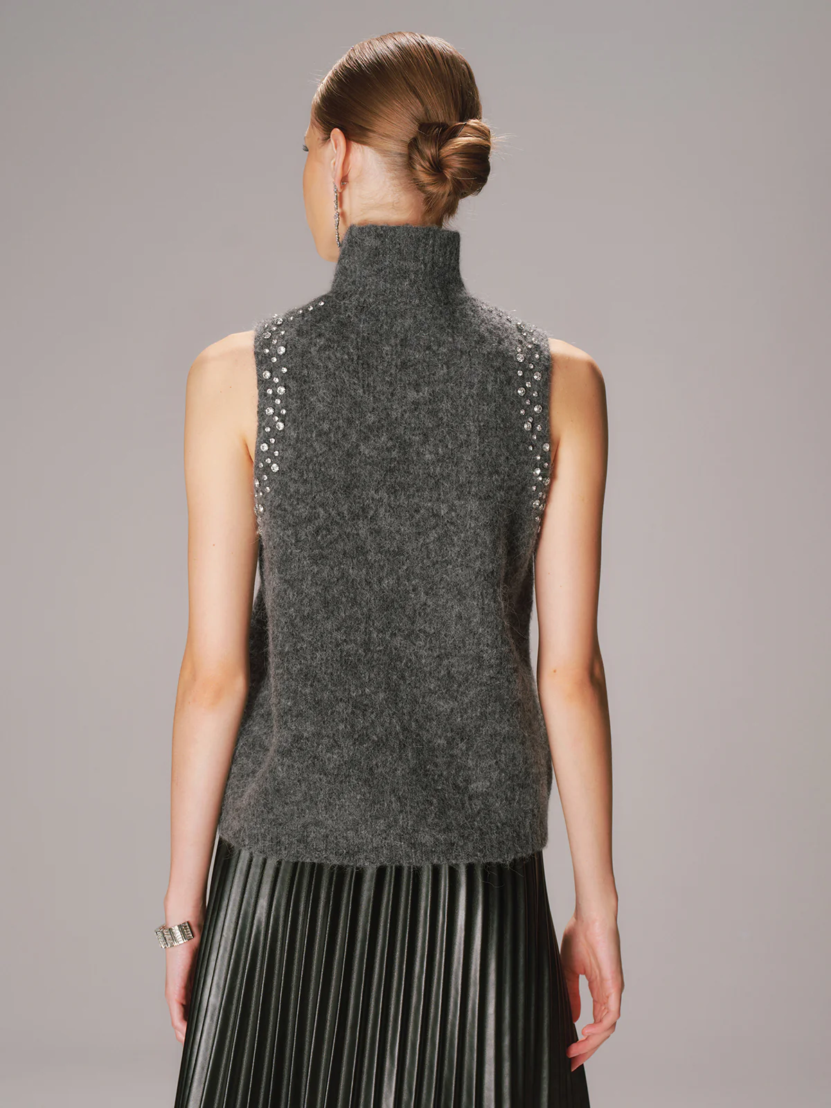 Crystal Embellished Wool-Blend Sweater Vest - Image 6