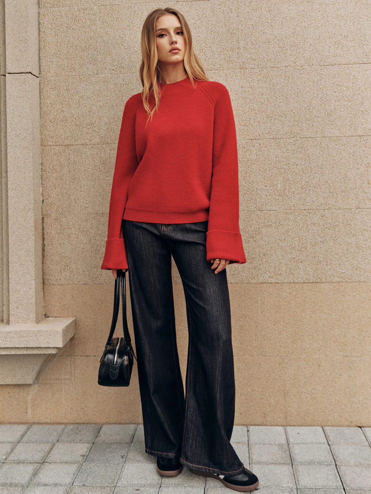 Cuffed Sleeve Oversized Sweater - Image 4