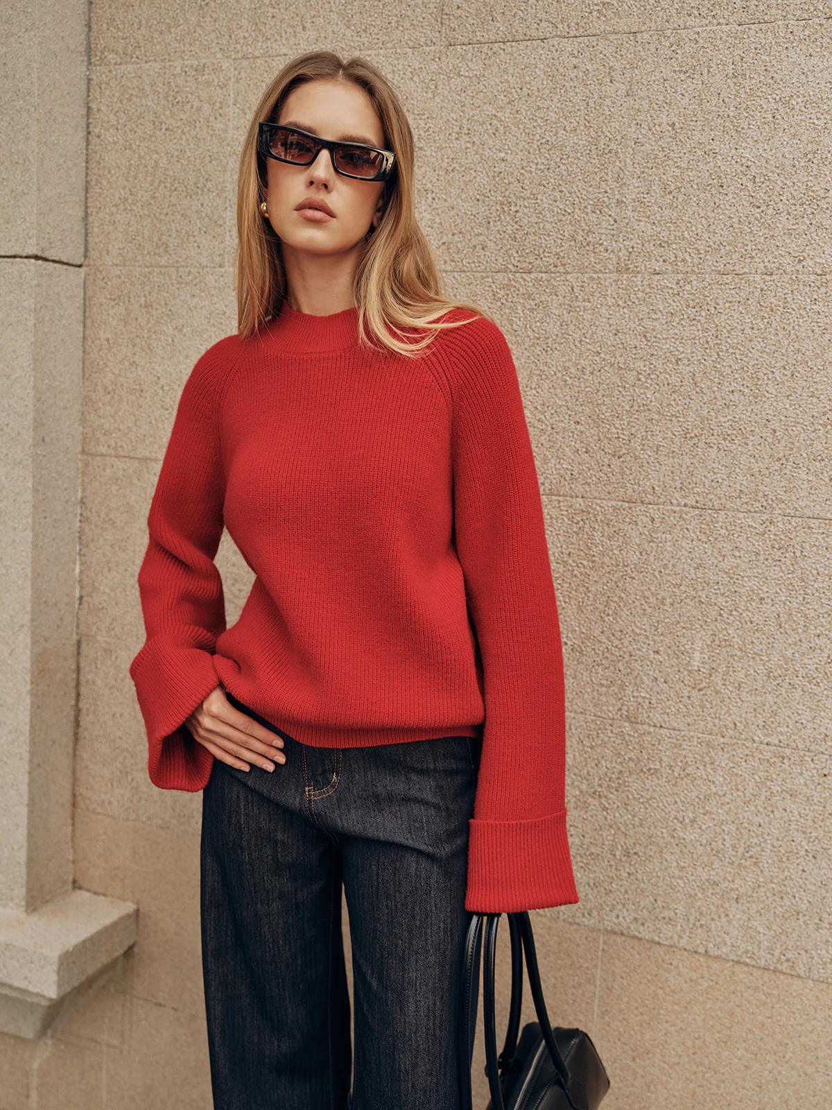 Cuffed Sleeve Oversized Sweater - Image 6