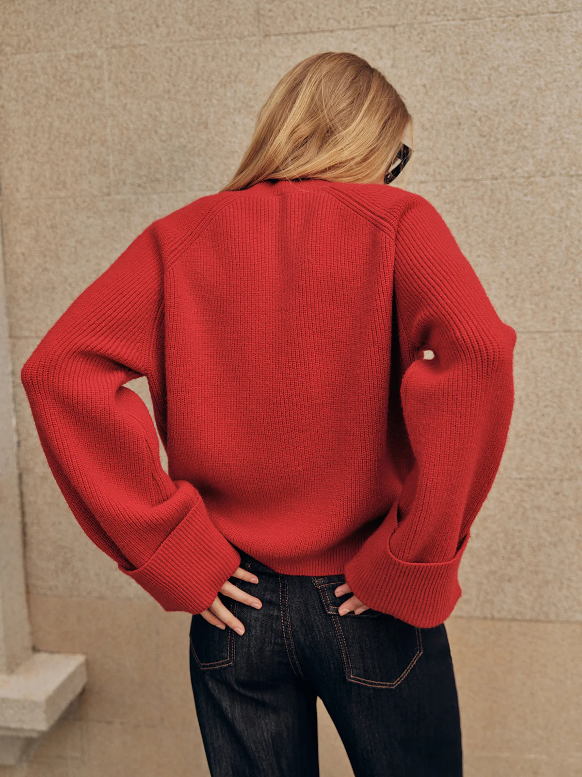 Cuffed Sleeve Oversized Sweater - Image 7