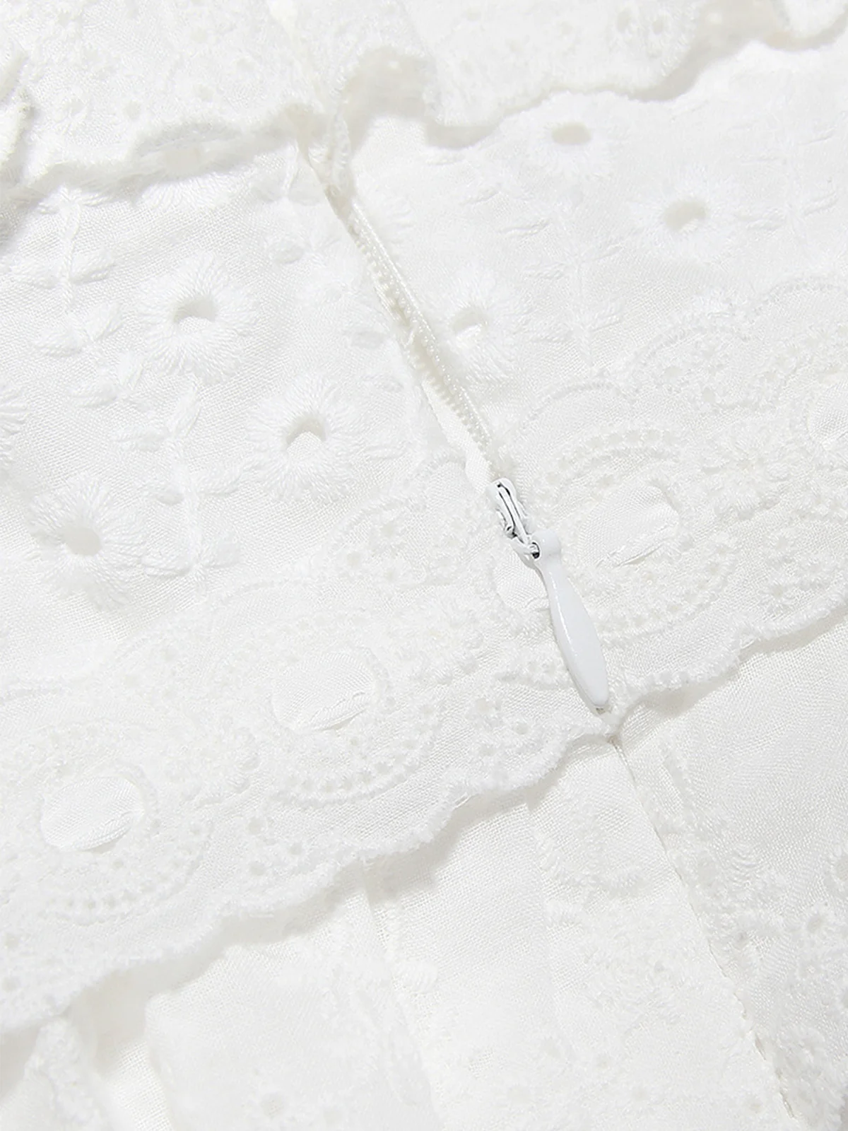 Cup Detail Layered Ruffle Eyelet Long Dress - Image 7